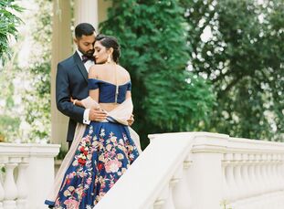Sima and Nikhil let Indian traditions guide their wedding at the Montalvo Arts Center. They kicked things off with a musical baraat processional and m