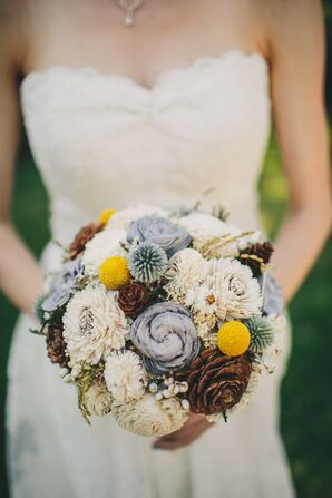 Wood and Dried-Flower Bouquet