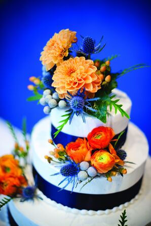 Navy and Orange Wedding Cake