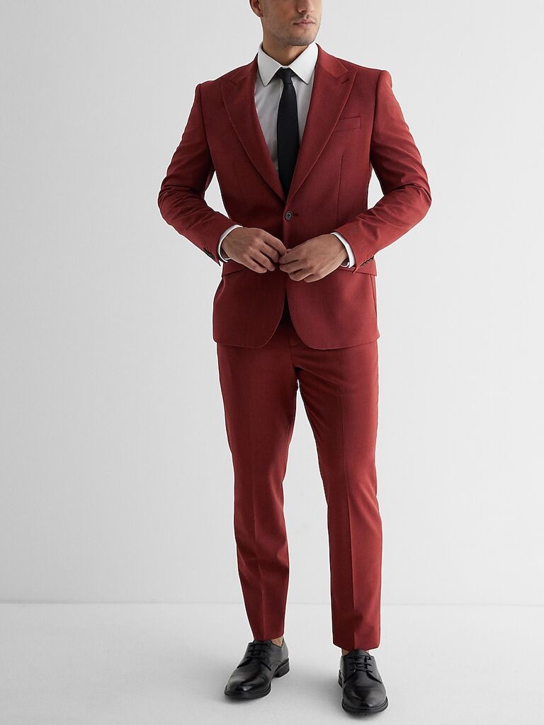 Red 70s inspired suit by Express. 
