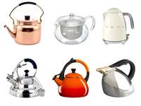 Glass, copper, stainless steel and electric tea kettles
