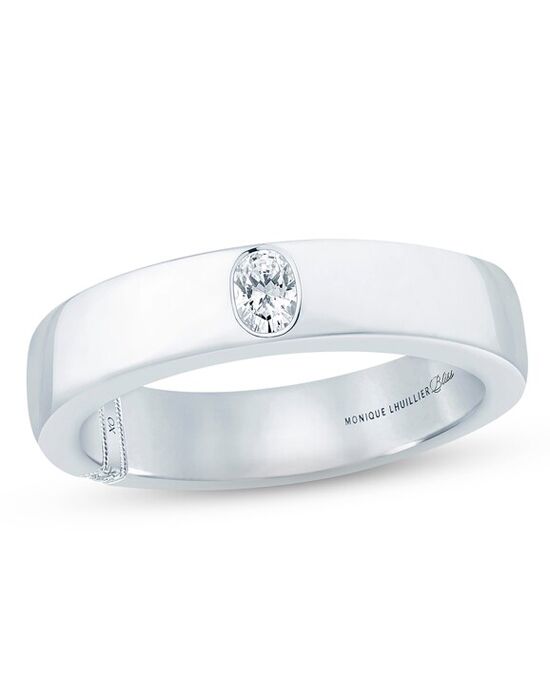 Kay Jewelers Monique Lhuillier Bliss Men's Diamond Wedding Band 1/4 ct tw Oval & Round-cut 18K White Gold White Gold Wedding Ring - 1