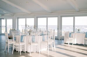Blue-and-White Reception Décor at Wychmere Beach Club in Harwich Port, Massachusetts