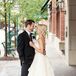 Taylor's modern Carol Hannah dress featured a draped linen ball gown skirt and a deconstructed tulle bodice.