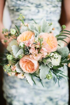 Textured Peach and Mint Bridesmaid Bouquet