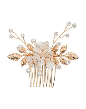 AW Bridal AW BRIDAL Ceramic Flower Wedding Hair Accessories for Brides Wedding Hair Combs Gold Bridal Hair Pieces for Women Girls Gold Pins, Combs + Clip