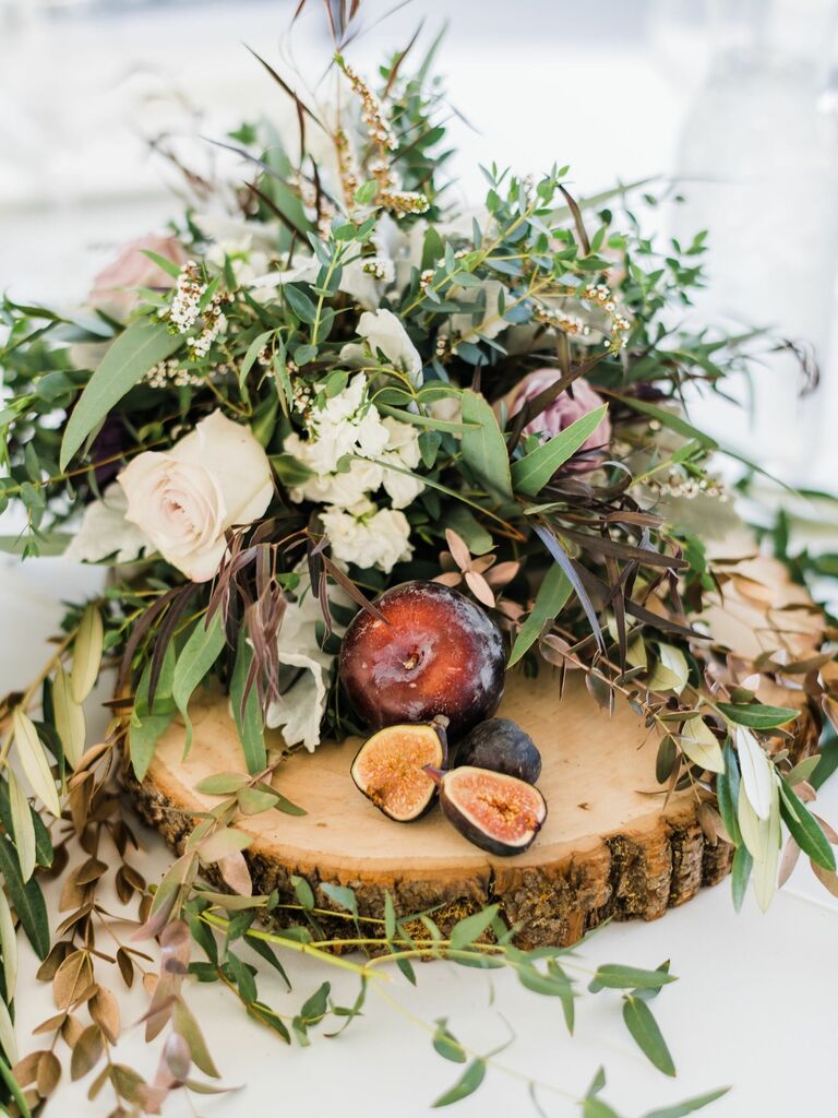 Rustic fig floral centerpiece wedding flower arrangements