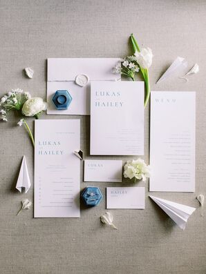 Modern Blue-and-White Wedding Invitation
