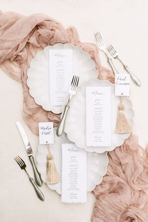 Scalloped Wedding Plates and Classic Silverware