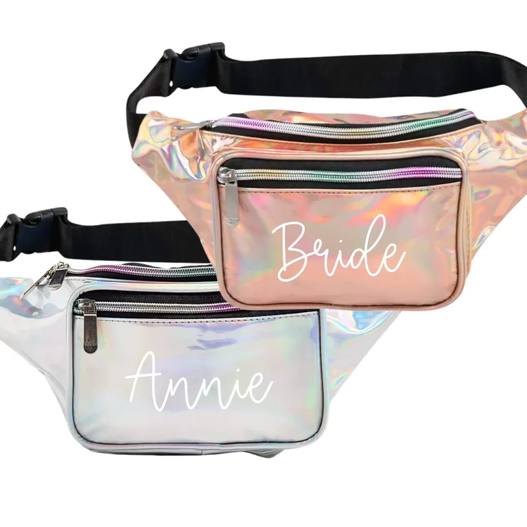 Personalized metallic fanny packs for beyonce bachelorette party