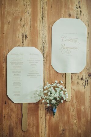 Ivory Ceremony Program Fans in New Orleans Wedding