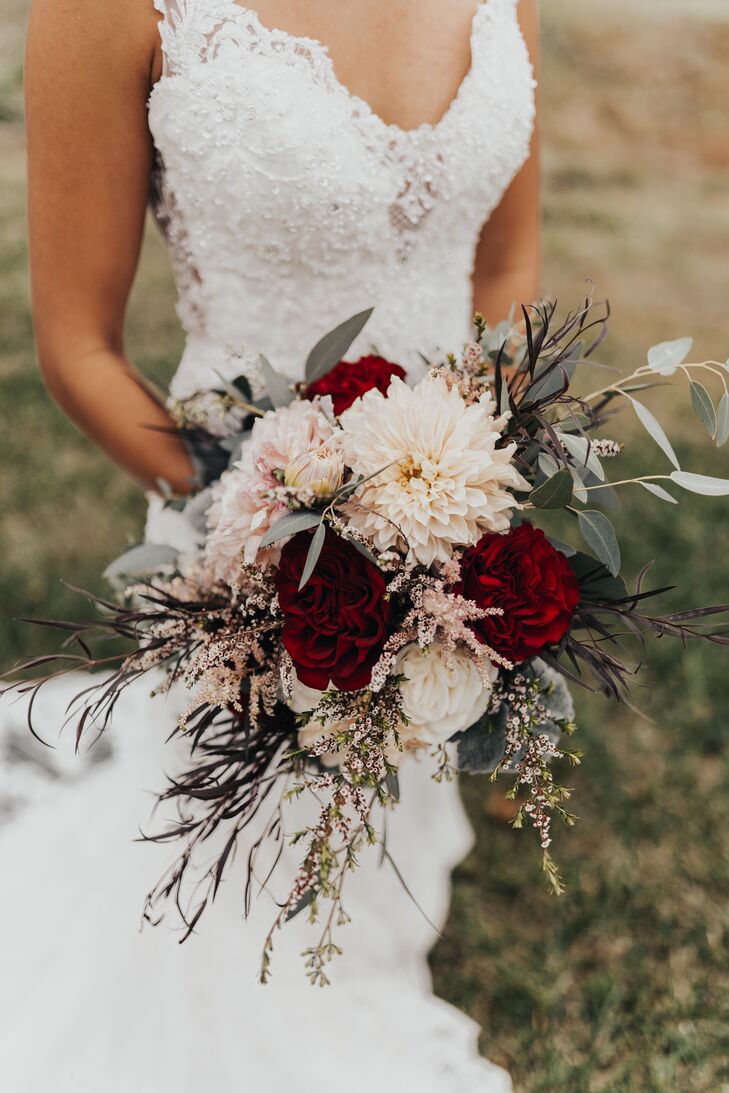 Fall-Inspired Bouquet with Roses, Dahlias, Astilbe and Greenery