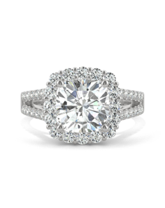 Forever One Moissanite Glamorous Cushion Cut Engagement Ring
