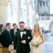 Laura wore a strapless blush Anne Barge fit-and-flare dress.