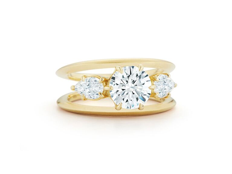 Jade Trau three stone engagement ring