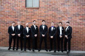 Groom and Groomsmen in Black Tuxedos