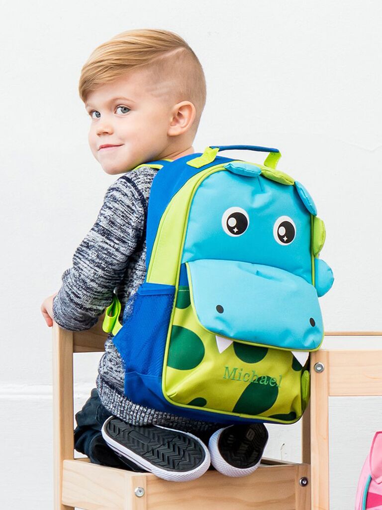 Personalized dinosaur backpack ring bearer gift