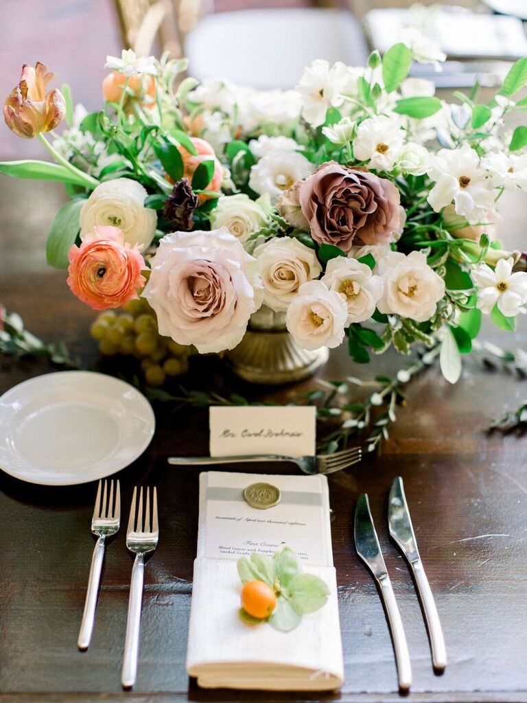 Spring centerpiece fruit wedding table arrangement