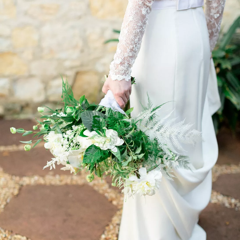Classic white gardenia wedding bouquet