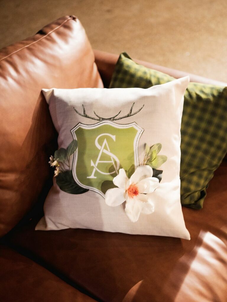 Monogrammed rustic pillow