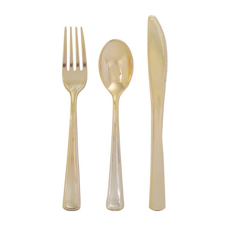 Golden wedding cutlery.