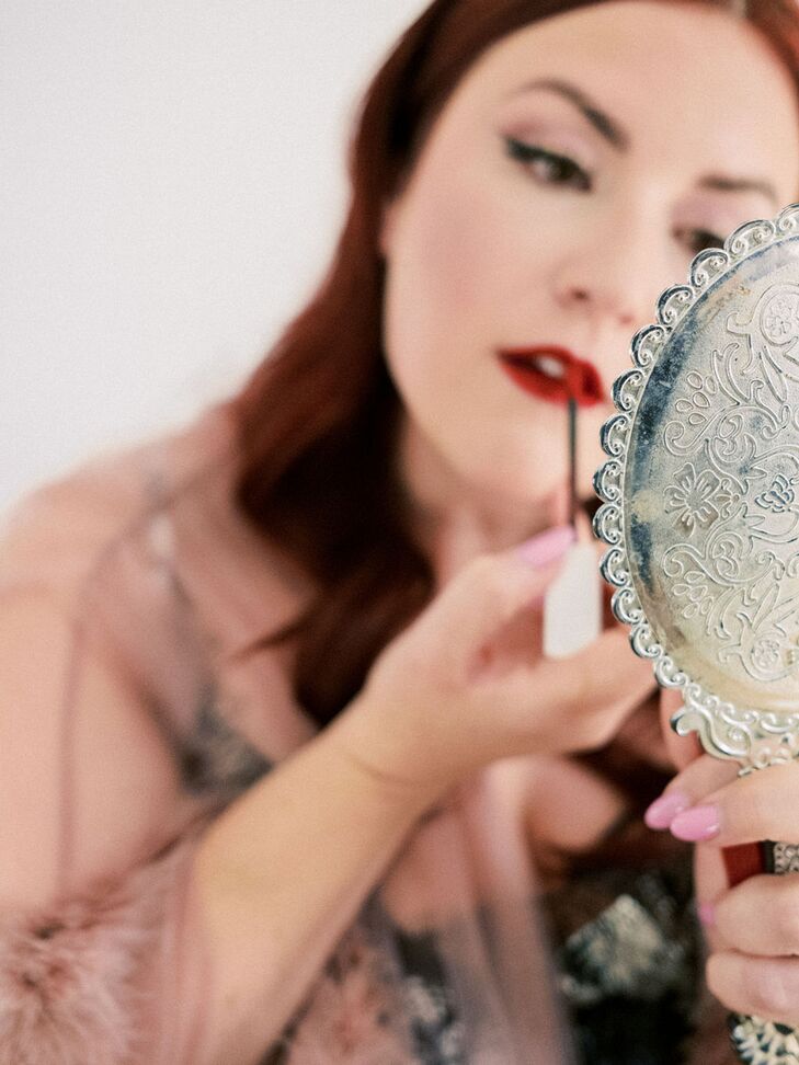Wedding Makeup Artist Bride Does Her Own Red Lipstick