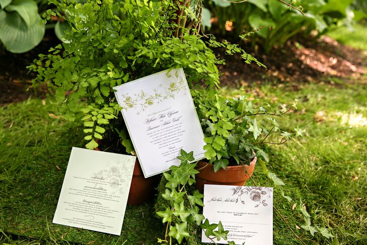 Custom Sage and White Wedding Invitations