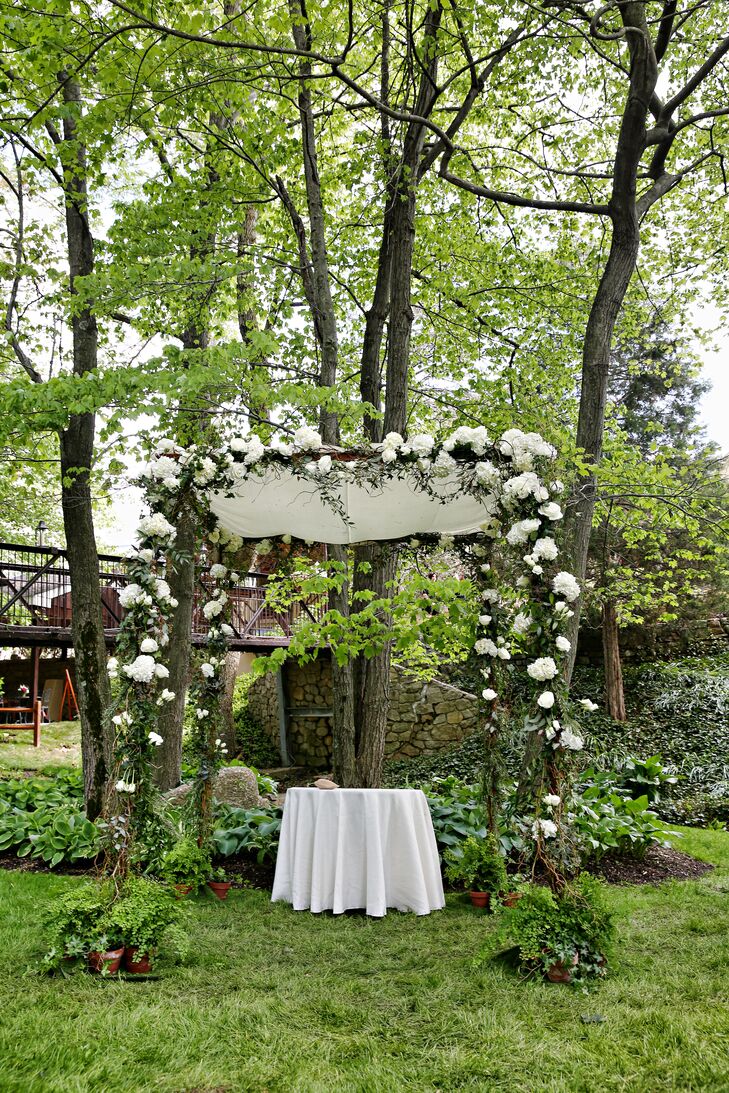 Wooden Altar With White and Green Accents