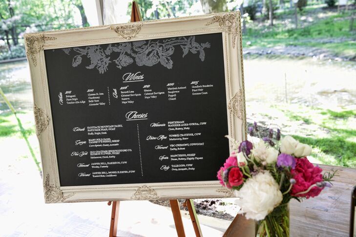 Chalkboard List of Wines and Cheeses