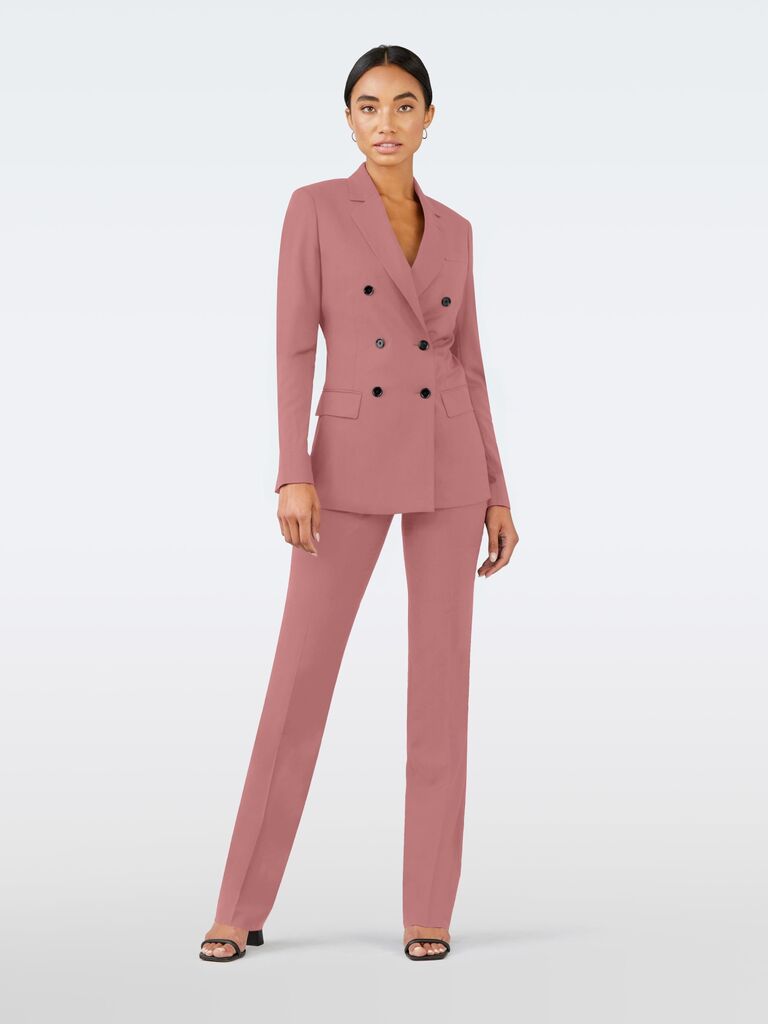 Pink double-breasted suit from Indochino. 