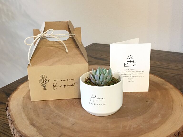 Personalized Bridesmaids Gift Box, Succulent & Card Included