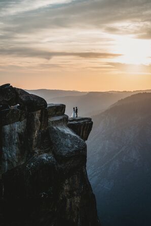 Sunset Wedding Portraits at Glacier Point in Yosemite National Park