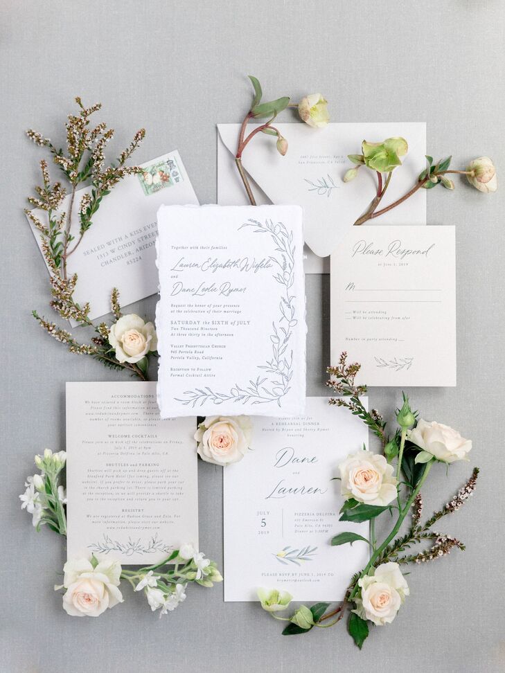 Simple, Formal Wedding Invitations with Nature-Inspired Motif