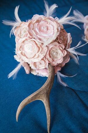 DIY Paper Flower and Antler Bridal Bouquet
