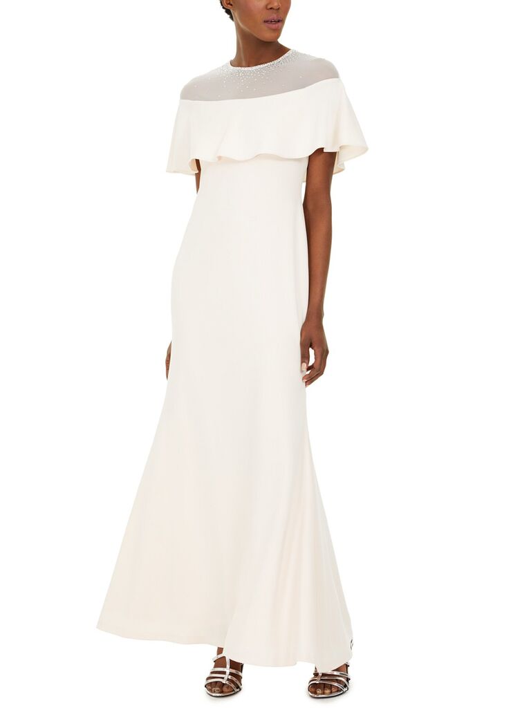 Calvin Klein illusion-yoke popover gown