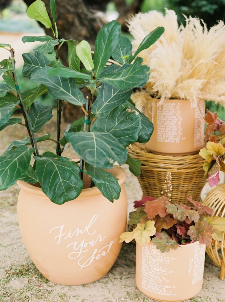 Potted Plant Decor at Wedding at Greengate Ranch & Vineyard in San Luis Obispo, California