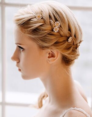 AW Bridal AW BRIDAL Wedding Hair Pins Flower Hair Clips Babys Breath Hair Pieces Gold Bridal Hair Accessories for Women Girls, 6 Pcs Gold Pins, Combs + Clip