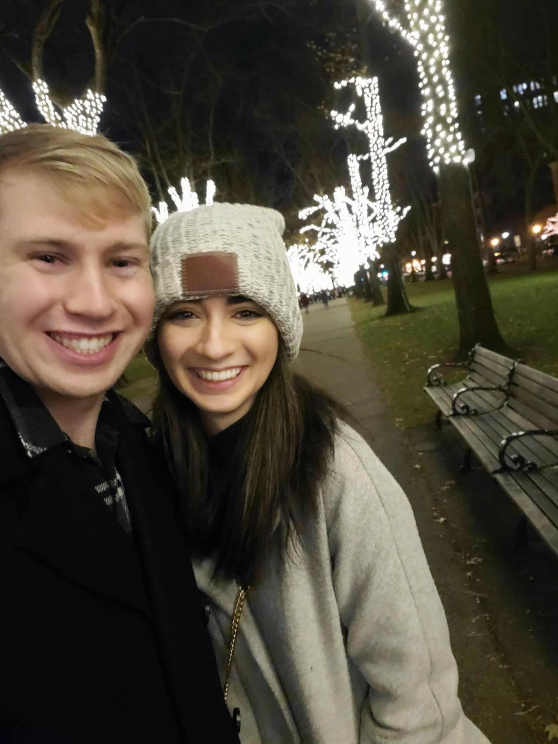 Our first “real date” in Boston’s Back Bay. Since then this Holiday stroll has become an annual tradition during Christmas time.