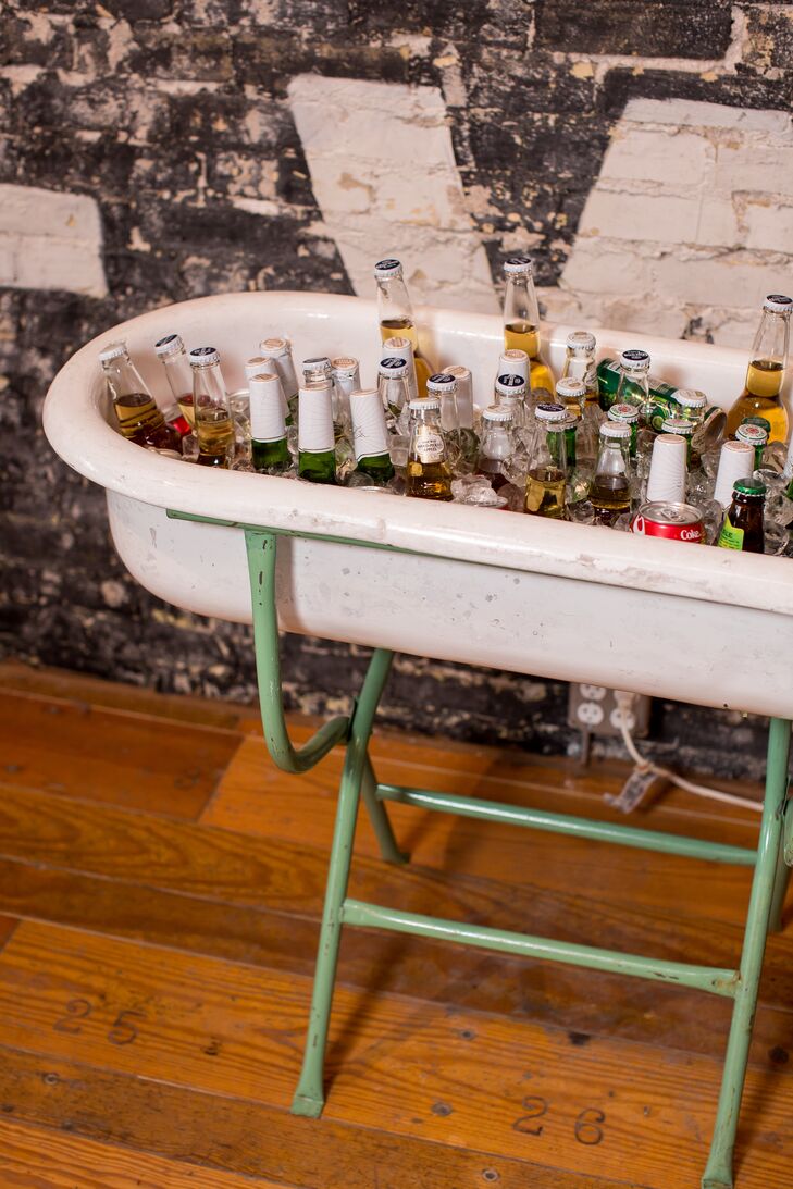 A tubful of ice kept the beer assortment chilled throughout the night.