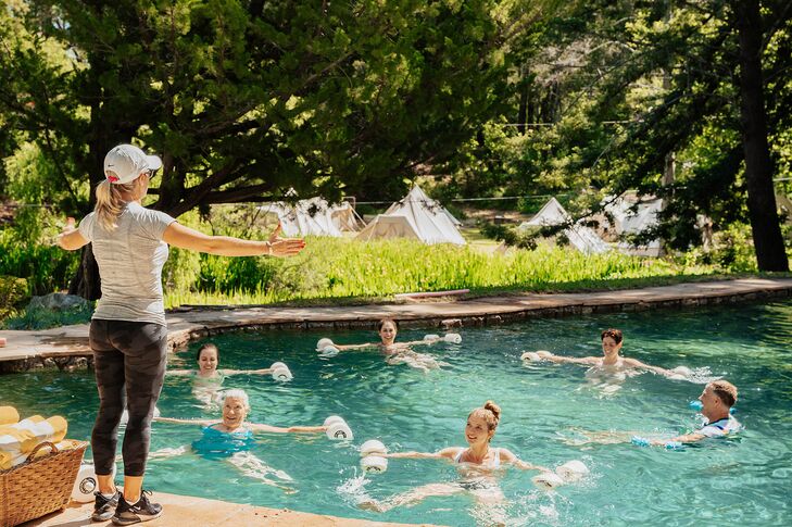 Water Aerobics at Prewedding Event in California