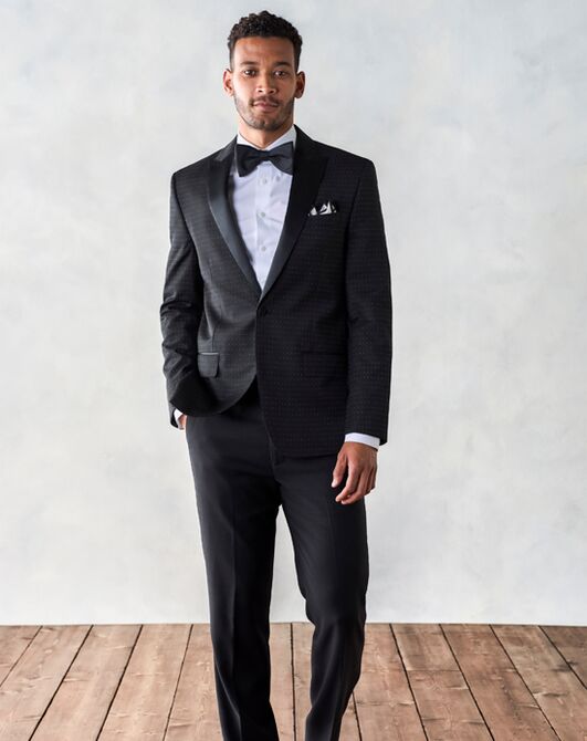 The Black Tux Onyx Dot Peak Lapel Jacket Tuxedo Black Tuxedo - 2