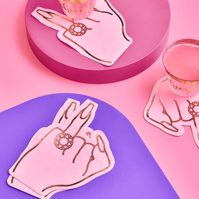 Pink napkins for a bachelorette party from xo, Fetti. 