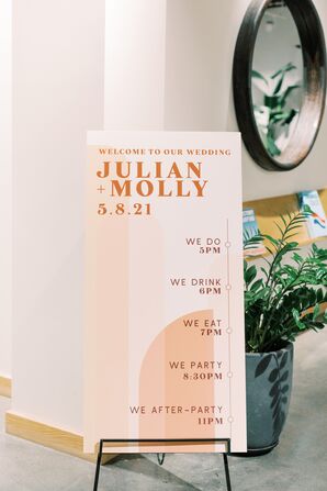 Boho Orange Wedding Program Sign