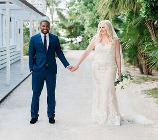 diverse couple's wedding ceremony in islamorada, florida in islamorada florida