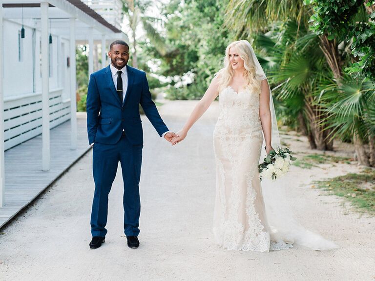 diverse couple's wedding ceremony in islamorada florida