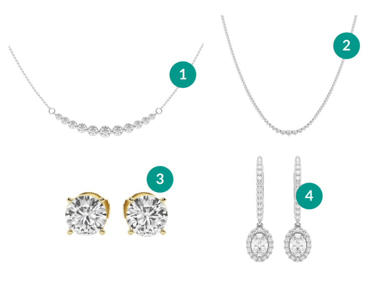 Grown Brilliance earrings and necklaces