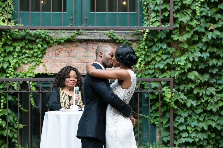 First Kiss at Wedding at The Ivy Room at Tree Studios in Chicago, Illinois