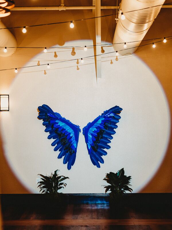 Blue butterfly wedding decor, marriage reception ideas