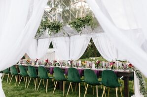 Green Velvet Reception Chairs at Minimony in Colorado