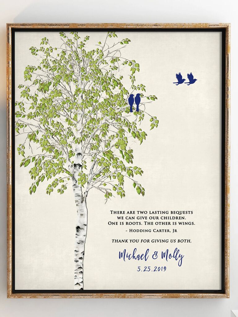 Etsy meaningful family tree print with quote for unique parents wedding gift idea 